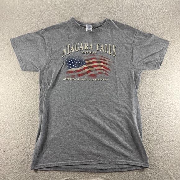 Delta Other - Delta T-Shirt Mens Medium Gray Niagara Falls 2018 USA Flag Graphic Steetwear